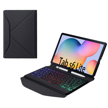 B610S Diamond Texture Triangle Back Holder Splittable Bluetooth Keyboard Leather Tablet Case with Backlight for Samsung Galaxy Tab S6 Lite (Black Black) - Samsung Keyboard by buy2fix | Online Shopping UK | buy2fix