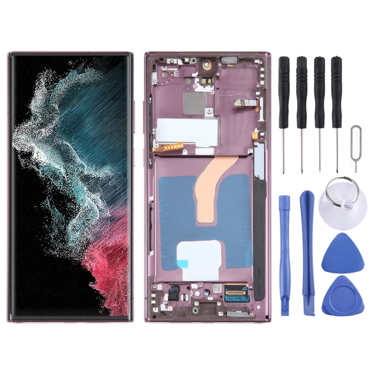 For Samsung Galaxy S22 Ultra 5G SM-S908B Original LCD Screen Digitizer Full Assembly with Frame (Purple) - Galaxy S Series Parts by buy2fix | Online Shopping UK | buy2fix