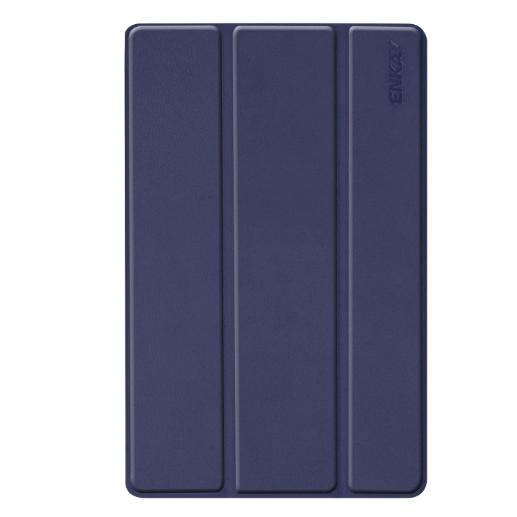 ENKAY PU Leather + Plastic Bottom Case with Three-folding Holder for Galaxy Tab A 10.1 (2019) T510 / T515(Dark Blue) - Tab A 10.1 (2019) T510 / T515 by ENKAY | Online Shopping UK | buy2fix