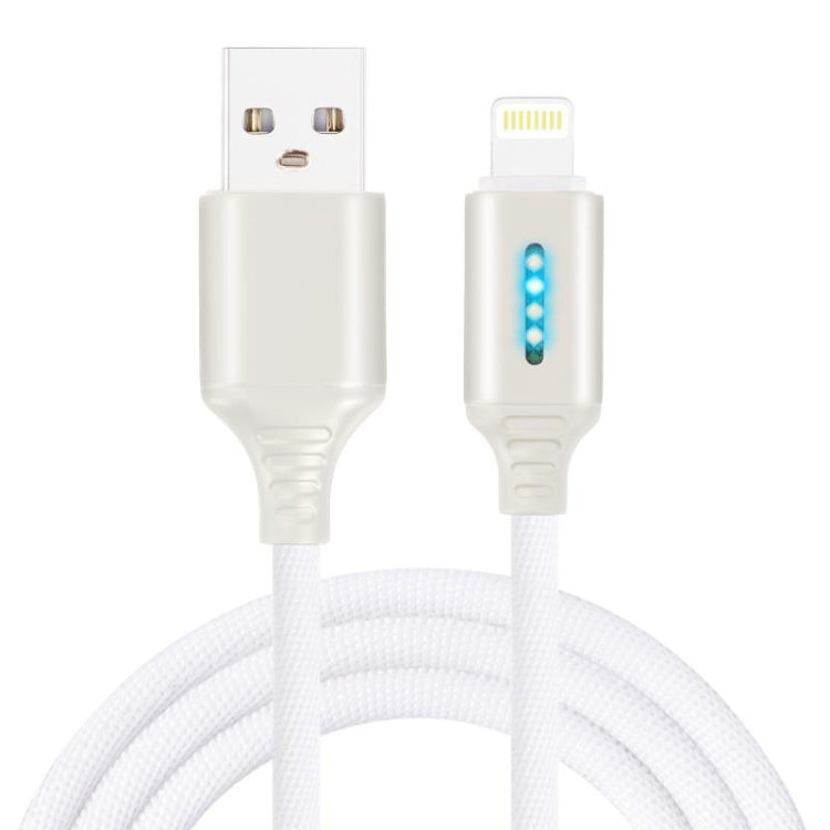 8 Pin Interface Zinc Alloy Marquee Luminous Intelligent Automatic Power off Charging Data Cable(white) - Normal Style Cable by buy2fix | Online Shopping UK | buy2fix