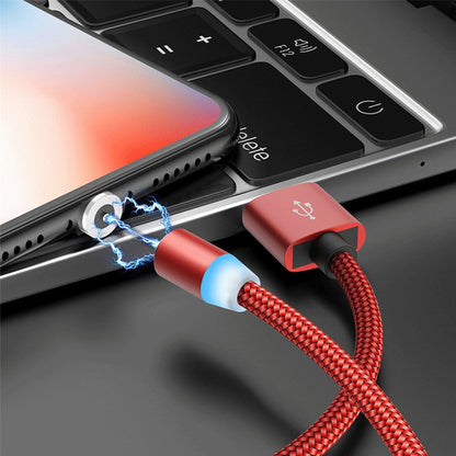 USB to 8 Pin Magnetic Metal Connector Nylon Two-color Braided Magnetic Data Cable, Cable Length: 1m(Red) - Charging Cable & Head by buy2fix | Online Shopping UK | buy2fix