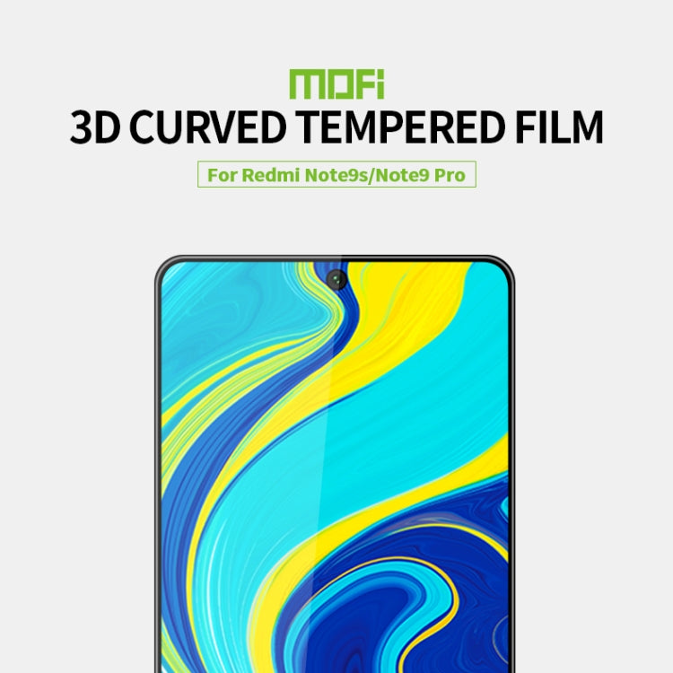 For Xiaomi Redmi Note 9S/Note 9 Pro MOFI 9H 3D Explosion-proof Curved Screen Tempered Glass Film(Black) -  by MOFI | Online Shopping UK | buy2fix