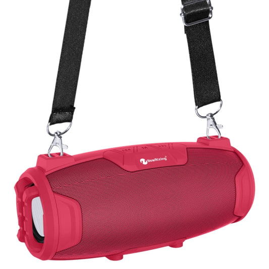 NewRixing NR3026M TWS Outdoor Portable K-song Bluetooth Speaker with Shoulder Strap & Microphone, Support TF Card / FM(Red) - Desktop Speaker by NewRixing | Online Shopping UK | buy2fix