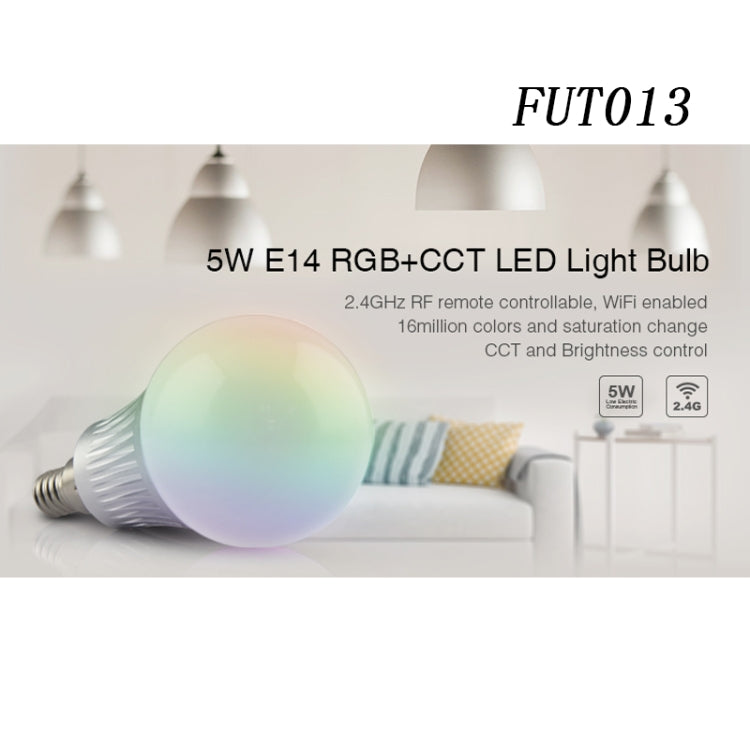 FUT013 5W E14 RGB + CCT LED Bulb AC100~240v 2.4g WiFi Remote Control Dimmable Led Lights - Smart Light Bulbs by buy2fix | Online Shopping UK | buy2fix