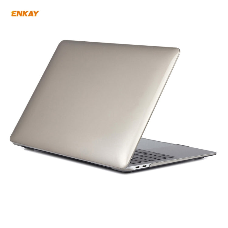 For MacBook Air 13.3 inch A1932 2018 ENKAY 3 in 1 Crystal Laptop Protective Case and EU Version TPU Keyboard Film and Anti-dust Plugs Set(Grey) - MacBook Air Cases by ENKAY | Online Shopping UK | buy2fix