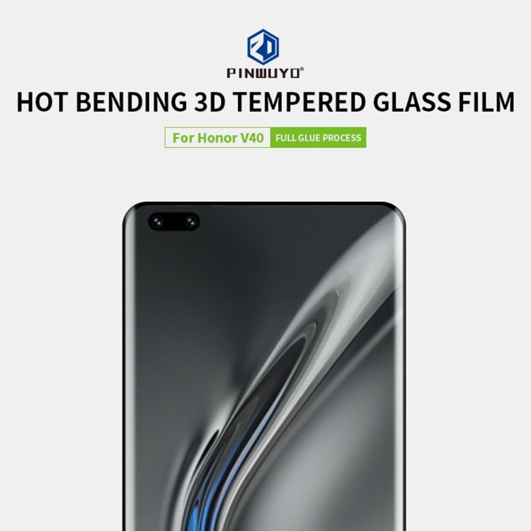 For Honor V40 PINWUYO 9H 3D Hot Bending Tempered Glass Film(Black) - Honor Tempered Glass by PINWUYO | Online Shopping UK | buy2fix