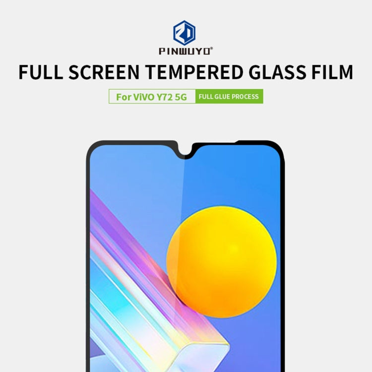 For vivo Y72 5G PINWUYO 9H 2.5D Full Screen Tempered Glass Film(Black) - vivo Tempered Glass by PINWUYO | Online Shopping UK | buy2fix