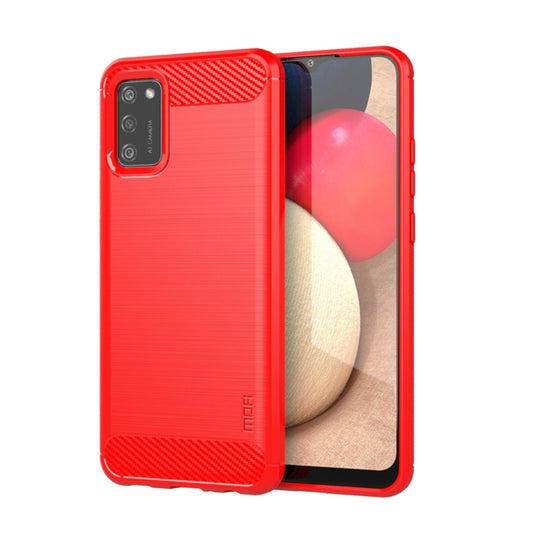 For Samsung Galaxy A02s/M02s/F02s(US Version) MOFI Gentleness Series Brushed Texture Carbon Fiber Soft TPU Case(Red) - Galaxy Phone Cases by MOFI | Online Shopping UK | buy2fix