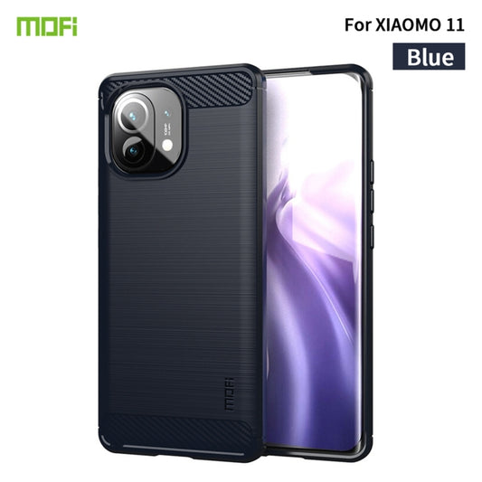 For Xiaomi Mi 11 MOFI Gentleness Series Brushed Texture Carbon Fiber Soft TPU Case(Blue) - Xiaomi Cases by MOFI | Online Shopping UK | buy2fix