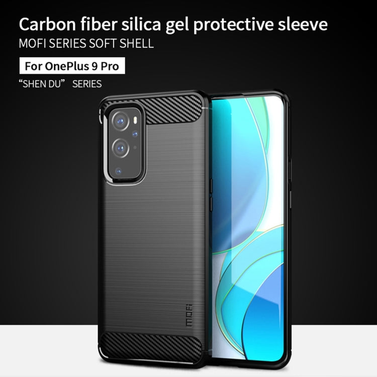 For OnePlus 9 Pro MOFI Gentleness Series Brushed Texture Carbon Fiber Soft TPU Case(Black) - OnePlus Cases by MOFI | Online Shopping UK | buy2fix