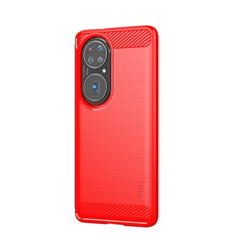 For Huawei P50 MOFI Gentleness Series Brushed Texture Carbon Fiber Soft TPU Case(Red) - Huawei Cases by MOFI | Online Shopping UK | buy2fix