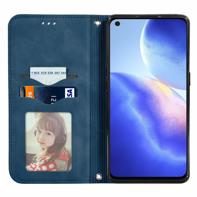 For OPPO Reno 5 5G /Find X3 Lite Retro Skin Feel Business Magnetic Horizontal Flip Leather Case With Holder & Card Slots & Wallet & Photo Frame(Blue) - OPPO Cases by buy2fix | Online Shopping UK | buy2fix