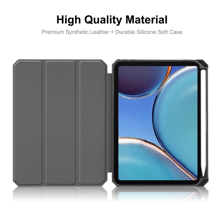 For iPad mini 2024 / mini 6 ENKAY Custer Texture Horizontal Flip PU+TPU Leather Tablet Case with Three-folding Holder & Sleep / Wake-up Function & Pen Holder(Light Blue) - iPad mini 6 Cases by ENKAY | Online Shopping UK | buy2fix