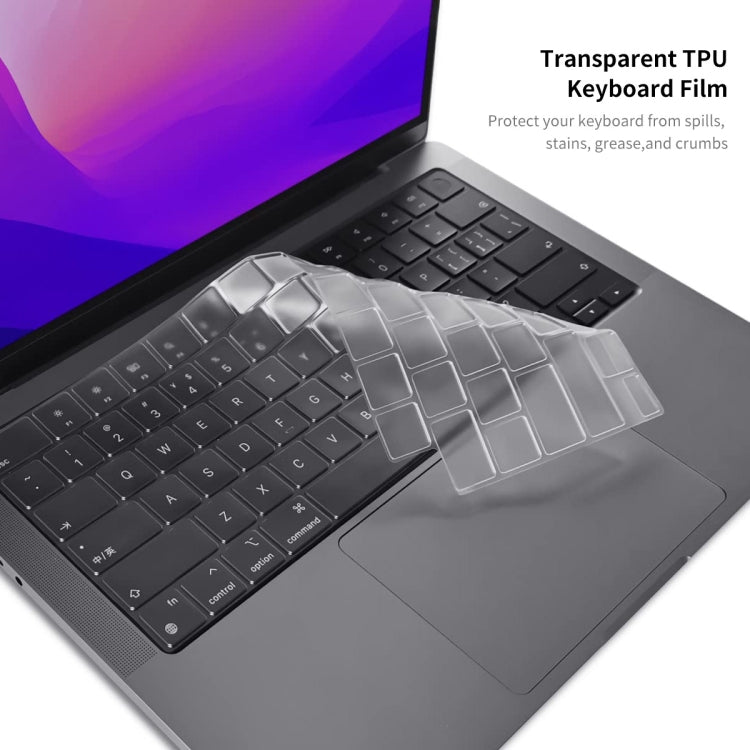 ENKAY Hat-Prince 3 in 1 Crystal Laptop Protective Case + TPU Keyboard Film + Anti-dust Plugs Set for MacBook Pro 14.2 inch A2442 2021, Version:EU Version(Black) - MacBook Pro Cases by ENKAY | Online Shopping UK | buy2fix