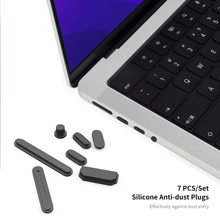 ENKAY Hat-Prince 3 in 1 Crystal Laptop Protective Case + TPU Keyboard Film + Anti-dust Plugs Set for MacBook Pro 14.2 inch A2442 2021, Version:EU Version(Black) - MacBook Pro Cases by ENKAY | Online Shopping UK | buy2fix