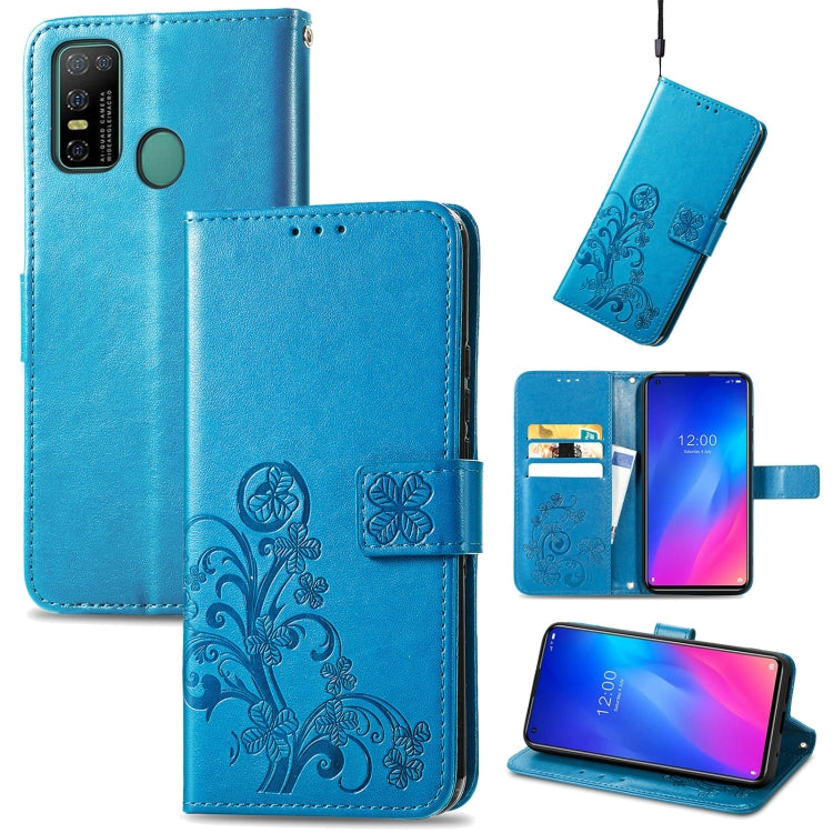 For Doogee N30 Four-leaf Clasp Embossed Buckle Mobile Phone Protection Leather Case(Blue) - More Brand by buy2fix | Online Shopping UK | buy2fix