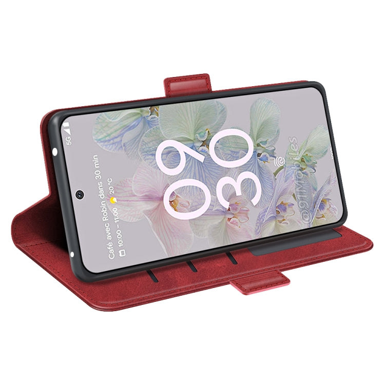 For Google Pixel 6a Dual-side Magnetic Buckle Leather Phone Case(Red) - Google Cases by buy2fix | Online Shopping UK | buy2fix