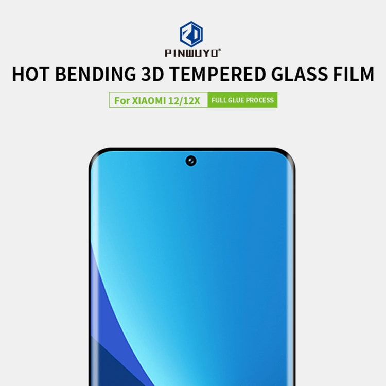 For Xiaomi 12 / 12X PINWUYO 9H 3D Hot Bending Tempered Glass Film(Black) -  by PINWUYO | Online Shopping UK | buy2fix