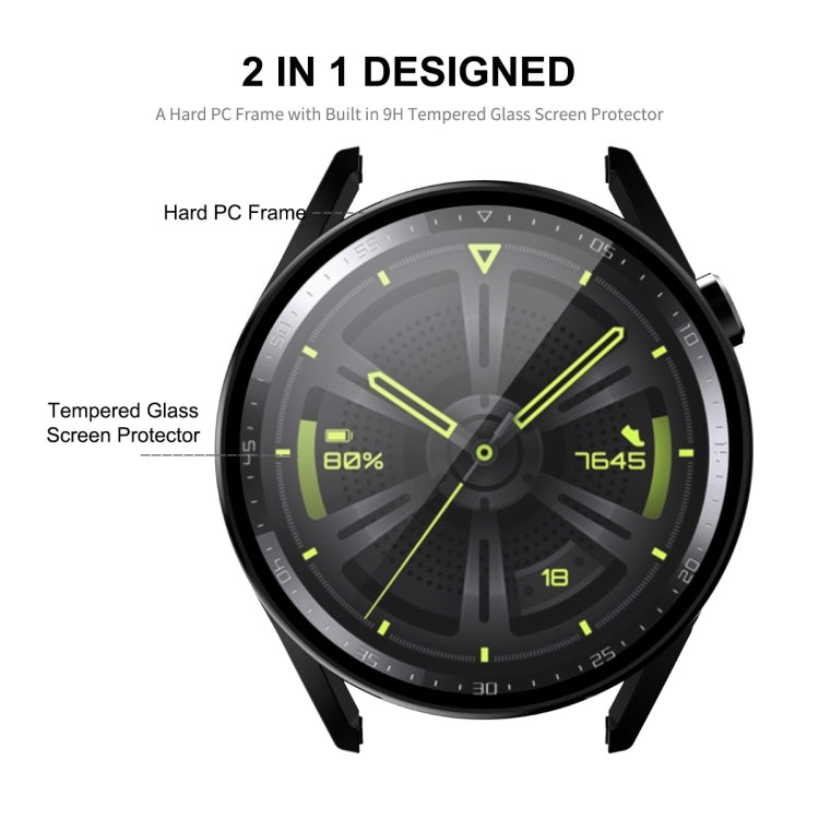 For Huawei Watch GT 3 42mm ENKAY Matte PC Frame + Tempered Glass Protector Case(Silver) - Watch Cases by ENKAY | Online Shopping UK | buy2fix