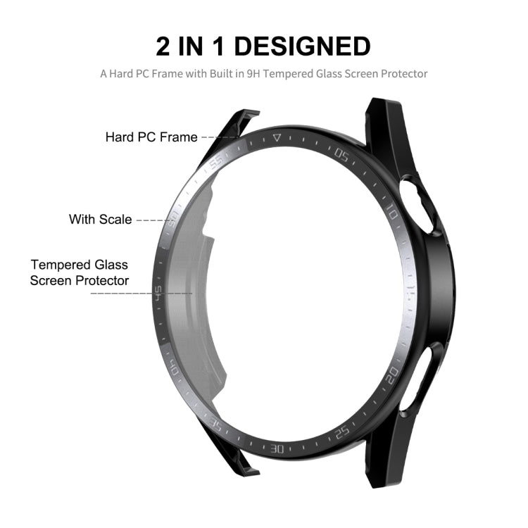 For Huawei Watch GT 3 46mm ENKAY Matte PC Frame + Tempered Glass Protector Case With Scale(Dark Green) - Watch Cases by ENKAY | Online Shopping UK | buy2fix