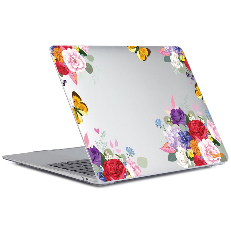 ENKAY Flower Series Pattern Laotop Protective Crystal Case For MacBook Pro 13.3 inch A2251 / A2289 / A2338 2020(Rose) - MacBook Pro Cases by ENKAY | Online Shopping UK | buy2fix