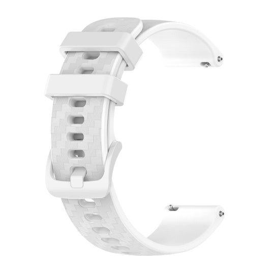 For Amazfit GTS 2E 20mm Carbon Fiber Striped Silicone Watch Band(White) - Watch Bands by buy2fix | Online Shopping UK | buy2fix