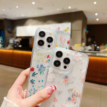 For iPhone 16 Pro Fresh Small Floral Epoxy TPU Phone Case(D02 Hand-painted Flower) - iPhone 16 Pro Cases by buy2fix | Online Shopping UK | buy2fix