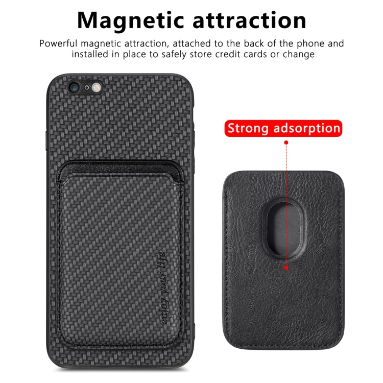 For iPhone 6 / 6s Carbon Fiber Leather Card Magsafe Magnetic Phone Case(Black) - More iPhone Cases by buy2fix | Online Shopping UK | buy2fix