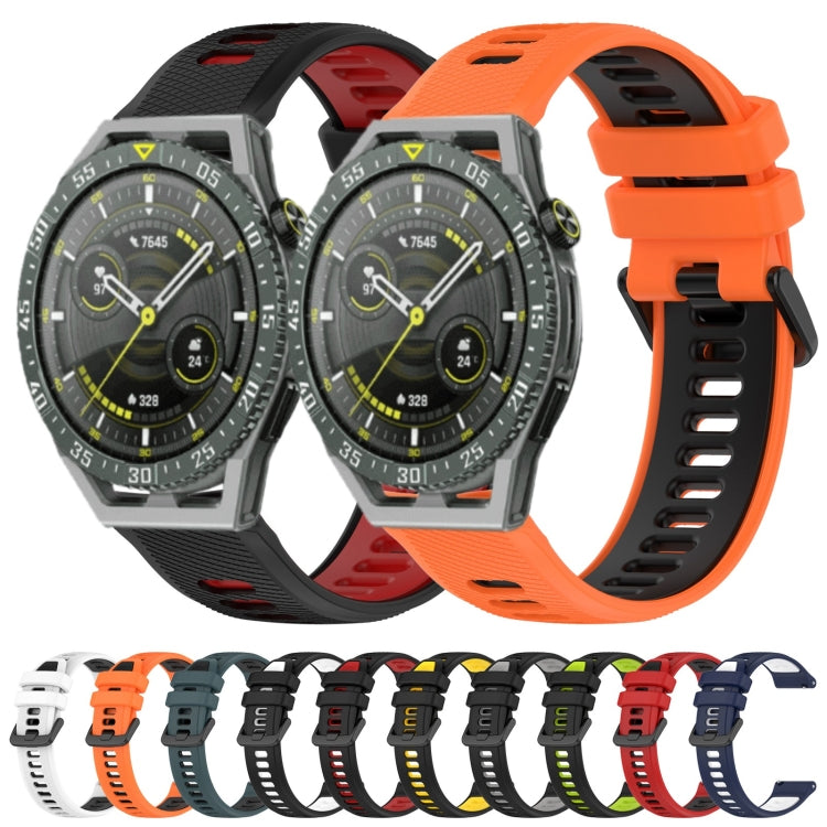 For Huawei GT2 Pro 22mm Sports Two-Color Silicone Watch Band(Olive Green+Black) - Watch Bands by buy2fix | Online Shopping UK | buy2fix
