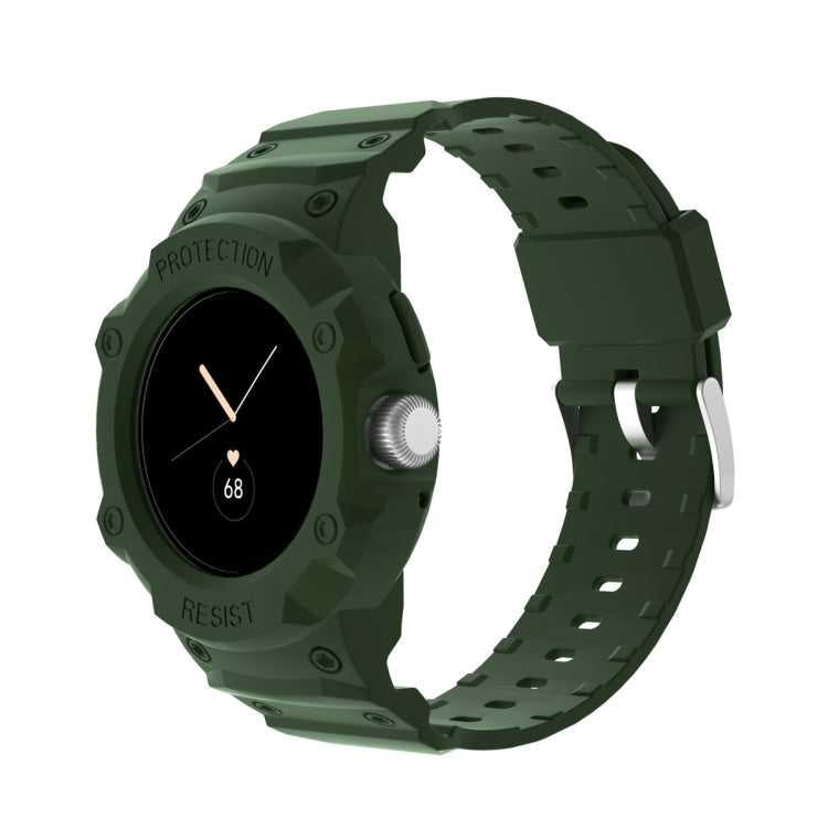 For Google Pixel Watch JUNSUNMAY Integrated TPU Adjustable Elastic Watch Band(Army Green) - Watch Bands by JUNSUNMAY | Online Shopping UK | buy2fix