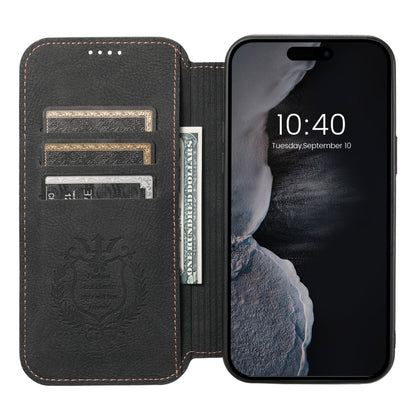 For iPhone 13 Pro Suteni J06 Retro Matte Litchi Texture Leather Magnetic Magsafe Phone Case(Black) - iPhone 13 Pro Cases by Suteni | Online Shopping UK | buy2fix