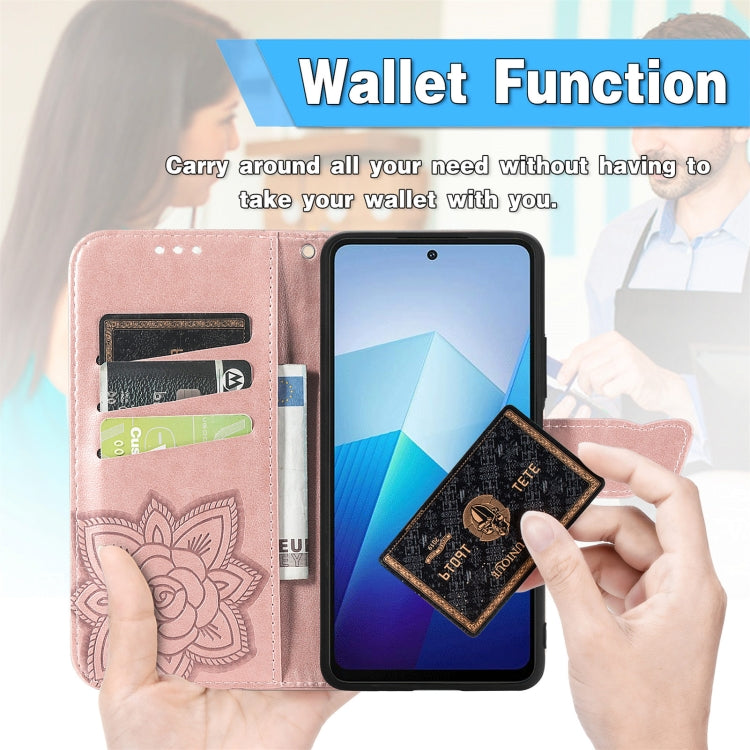 For vivo X100 Pro Butterfly Love Flower Embossed Leather Phone Case(Rose Gold) - X100 Pro Cases by imak | Online Shopping UK | buy2fix