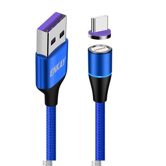 ENKAY ENK-CB1391 5A USB to Type-C Magnetic Fast Charging Data Cable with LED Light, Length: 1m(Blue) - Charging Cable & Head by ENKAY | Online Shopping UK | buy2fix