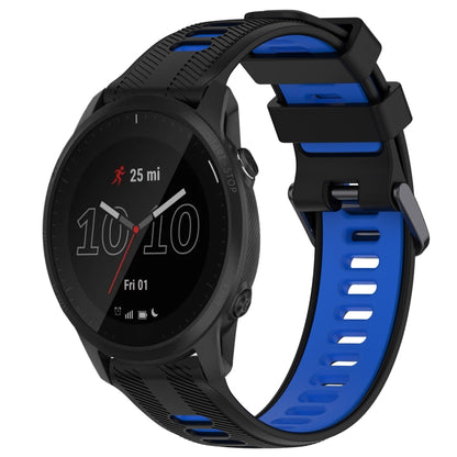 For Garmin Forerunner 945 Sports Two-Color Silicone Watch Band(Black+Blue) - Watch Bands by buy2fix | Online Shopping UK | buy2fix