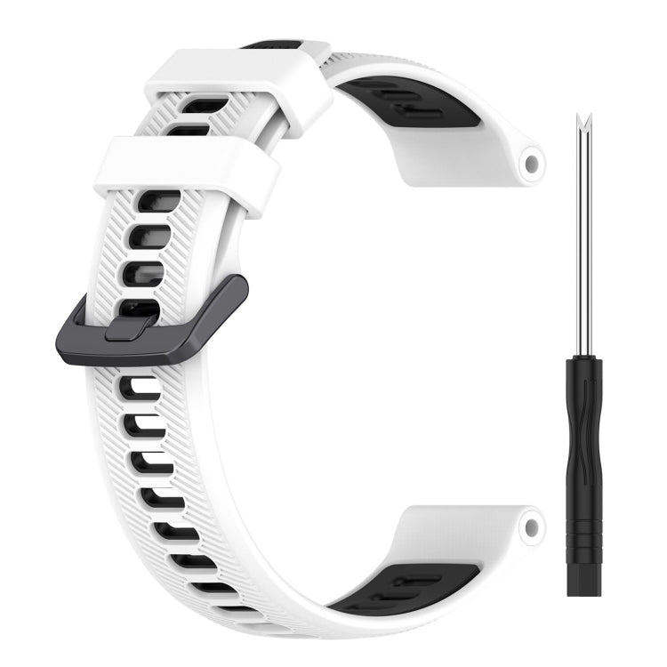 For Garmin Fenix 5 Plus Sports Two-Color Silicone Watch Band(White+Black) - Watch Bands by buy2fix | Online Shopping UK | buy2fix