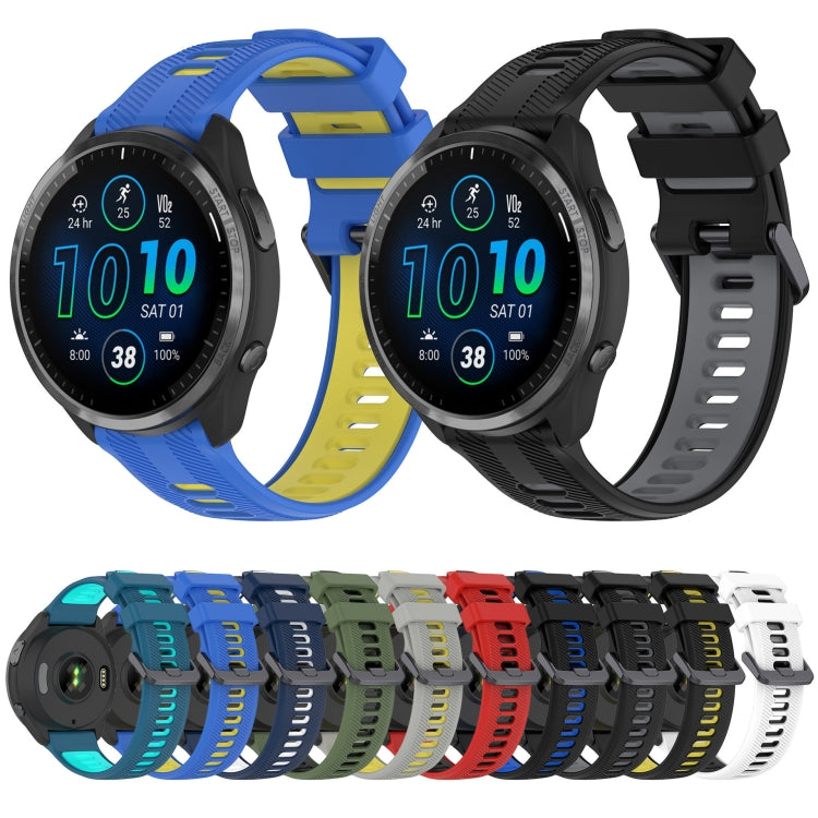 For Garmin Fenix 5 Plus Sports Two-Color Silicone Watch Band(Black+Blue) - Watch Bands by buy2fix | Online Shopping UK | buy2fix