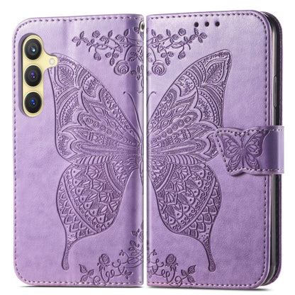 For Samsung Galaxy S24 5G Butterfly Love Flower Embossed Leather Phone Case(Light Purple) - Galaxy S24 5G Cases by buy2fix | Online Shopping UK | buy2fix