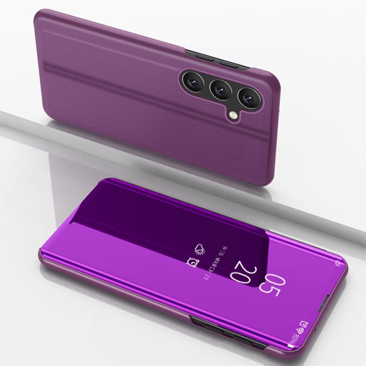 For Samsung Galaxy A05s Plated Mirror Horizontal Flip Leather Phone Case with Holder(Purple) - Galaxy Phone Cases by buy2fix | Online Shopping UK | buy2fix