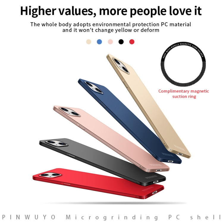 For iPhone 15 Plus PINWUYO Micro-Frosted PC Ultra-thin Hard Phone Case with Magsafe Magnetic Ring(Red) - iPhone 15 Plus Cases by PINWUYO | Online Shopping UK | buy2fix