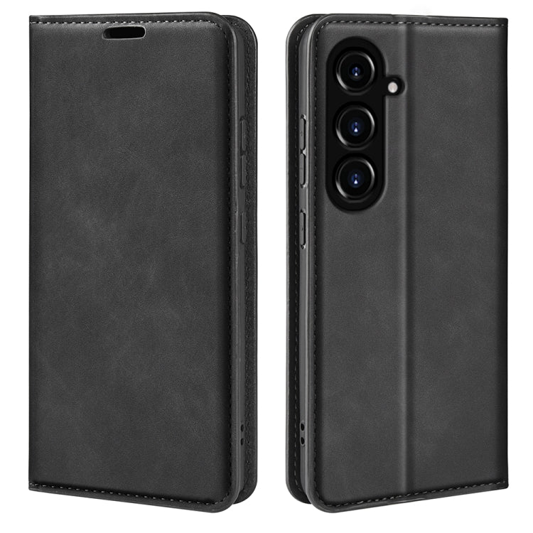 For Samsung Galaxy S23 FE 5G Retro-skin Magnetic Suction Leather Phone Case(Black) - Galaxy S23 FE 5G Cases by buy2fix | Online Shopping UK | buy2fix