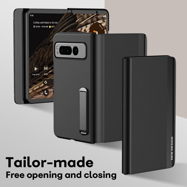 For   Google Pixel Fold Side Electroplating Adsorption Ultra-thin Leather Phone Case(Black) - Google Cases by buy2fix | Online Shopping UK | buy2fix