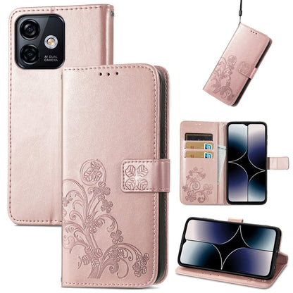 For Ulefone Note 16 Pro Four-leaf Clasp Embossed Buckle Leather Phone Case(Rose Gold) - Ulefone Cases by buy2fix | Online Shopping UK | buy2fix