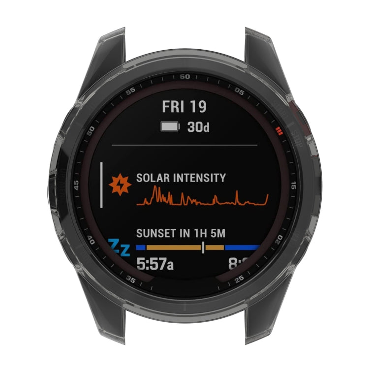 For Garmin Fenix 7 Pro Half-Package TPU Watch Protective Case(Transparent Black) - Watch Cases by buy2fix | Online Shopping UK | buy2fix