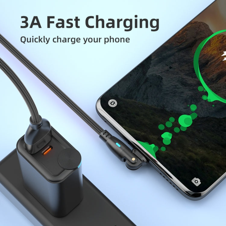 ENKAY 180 Degrees Rotating USB to Type-C 3A Fast Charging Data Cable with LED Light, Length:1m(Black) - USB-C & Type-C Cable by ENKAY | Online Shopping UK | buy2fix