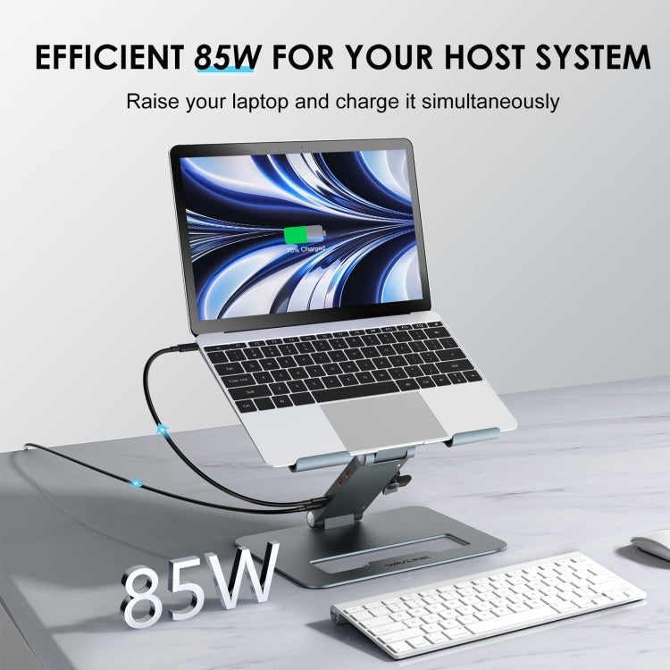 Wavlink UMD07 Adjustable Aluminum Ergonomic Portable Laptop Stand Type-C Docking Station - Laptop Stand by WAVLINK | Online Shopping UK | buy2fix