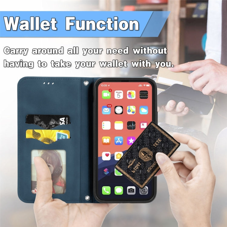 For iPhone 16 Pro Retro Skin Feel Magnetic Flip Leather Phone Case(Blue) - iPhone 16 Pro Cases by buy2fix | Online Shopping UK | buy2fix