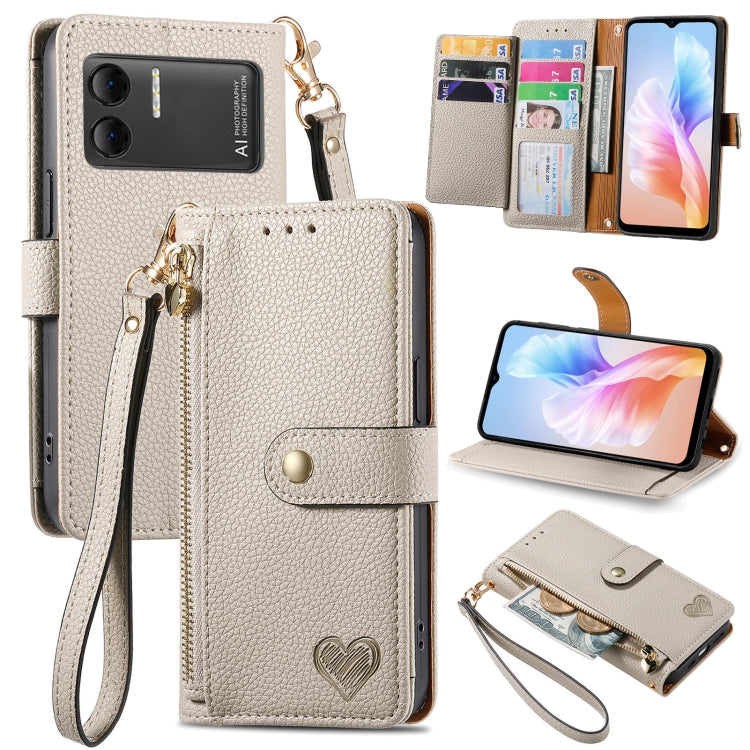 For DOOGEE X98 Pro / X98 Love Zipper Lanyard Leather Phone Case(White) - Doogee Cases by buy2fix | Online Shopping UK | buy2fix