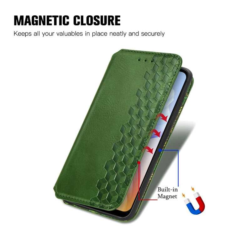 For DOOGEE X98 Pro / X98 Cubic Grid Pressed Magnetic Leather Phone Case(Green) - Doogee Cases by buy2fix | Online Shopping UK | buy2fix