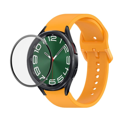 For Samsung Galaxy Watch6 Classic 43mm JUNSUNMAY Silicone Adjustable Strap + Full Coverage PMMA Screen Protector Kit(Orange) - Watch Bands by JUNSUNMAY | Online Shopping UK | buy2fix