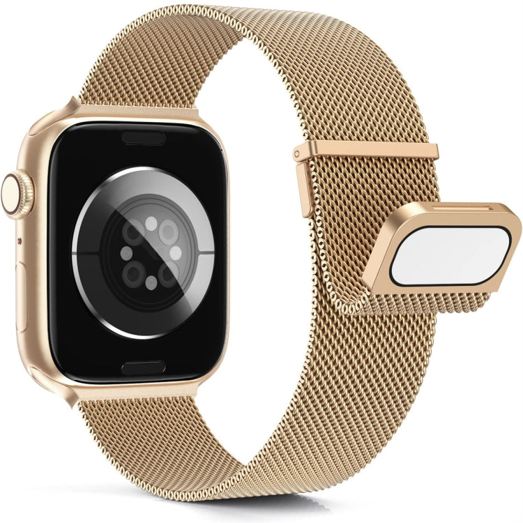 For Apple Watch 42mm Milan Double Magnetic Steel Mesh Watch Band(Rose Gold) - Watch Bands by buy2fix | Online Shopping UK | buy2fix